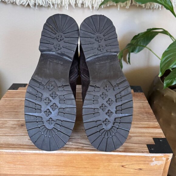 Vintage J. Crew Brown Suede Silver Buckle Inner Zip Lug Sole Knee High Boots - Picture 17 of 17